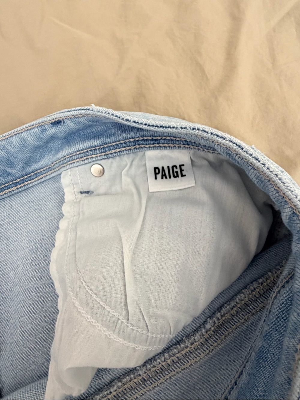 PAIGE Straight-Leg Mid Rise Jeans in Medium Blue - Picture 6 of 12